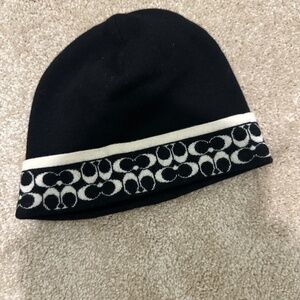 Coach black and white women’s beanie one size